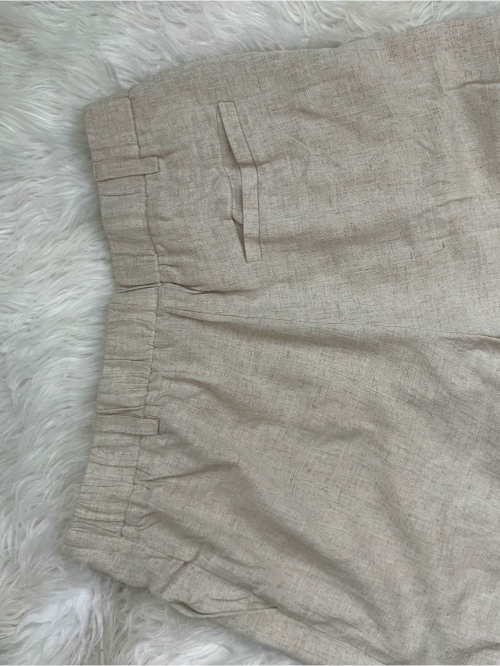 Beige High Rise Wide Leg Cotton Blend Casual Shorts - Picture 5 of 5